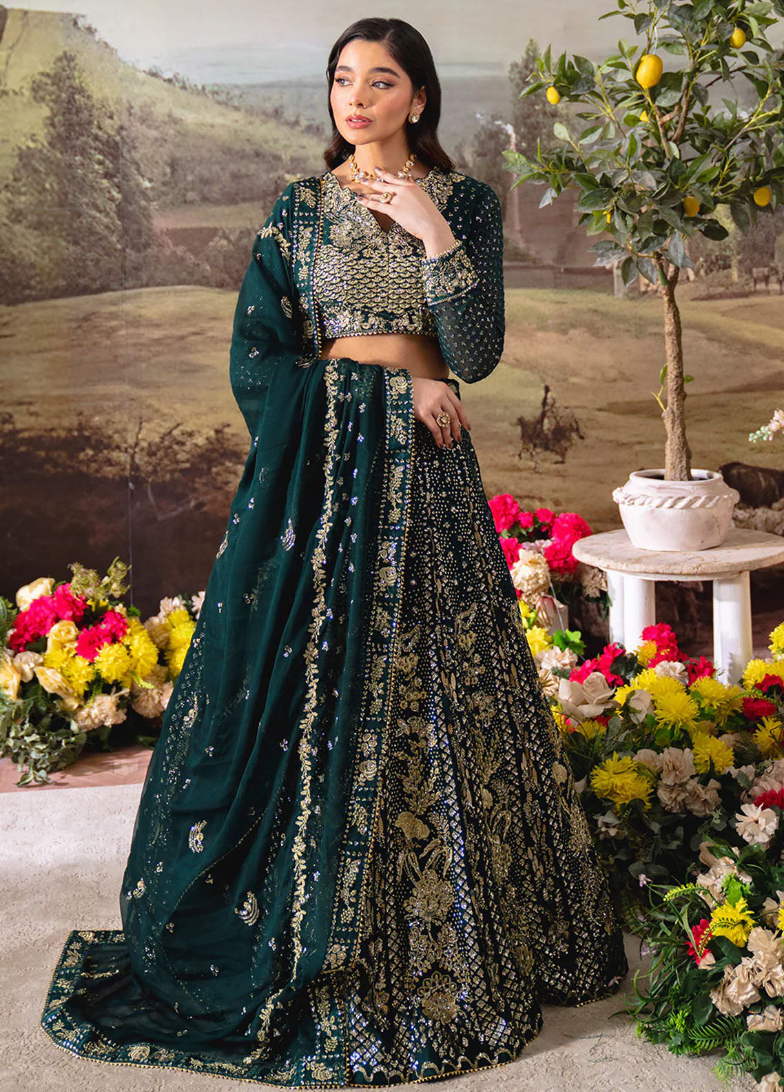 Dastaan by Neeshay Embroidered Chiffon Suits Unstitched 3 Piece NSH25DU Shahnoor - Formals Collection