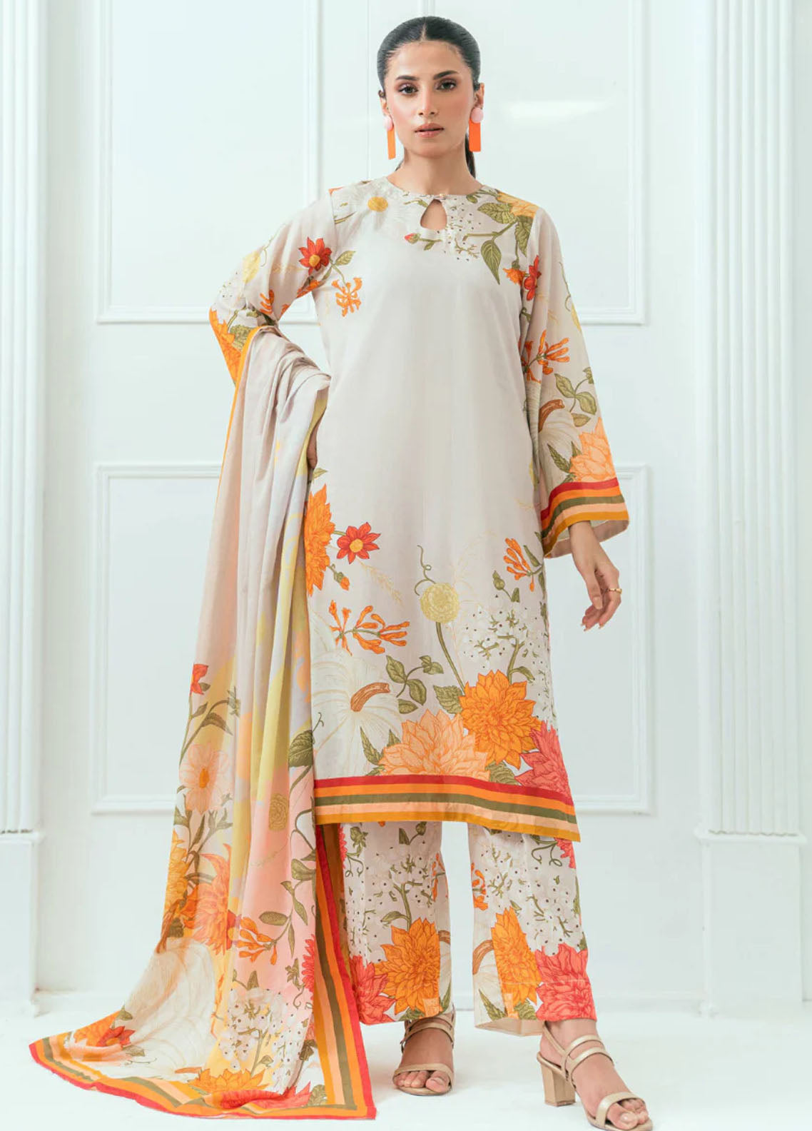 Amal Printed Lawn Suits Unstitched 3 Piece AL25AUS D-3