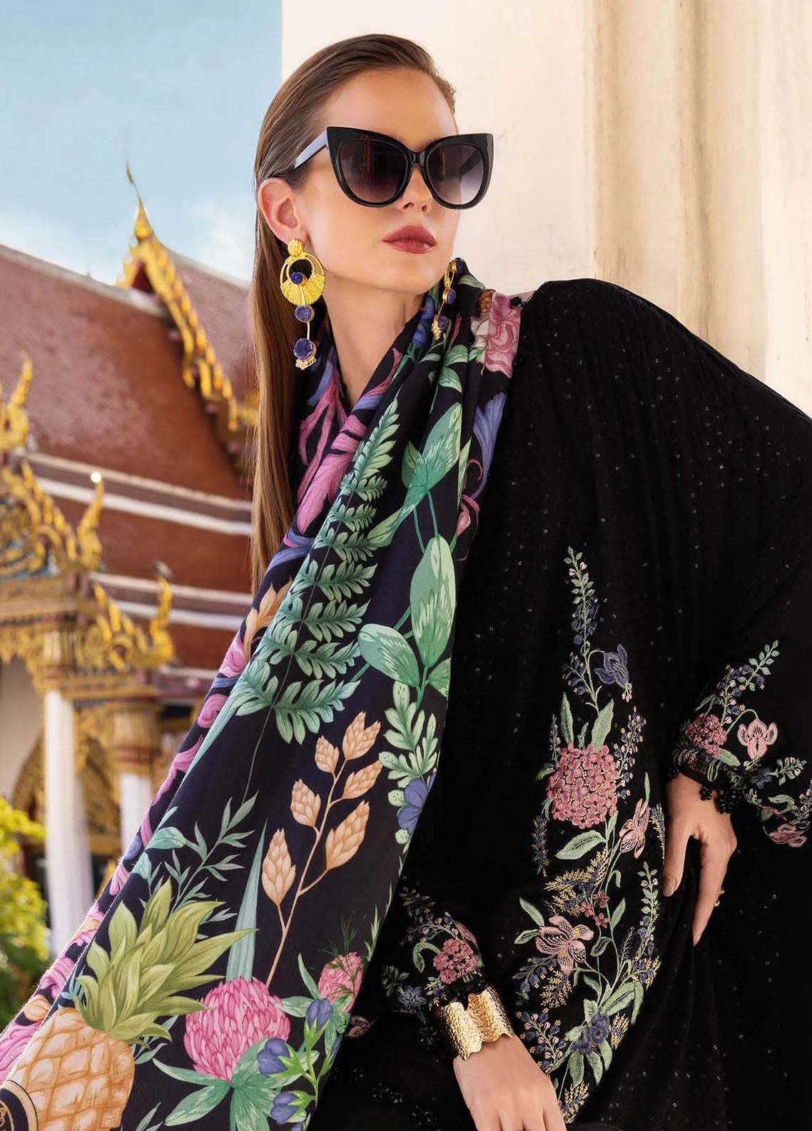 M Prints by Maria B Unstitched Twill Linen Embroidered Suits 3 Piece MB25PW D-2 B - Winter Collection