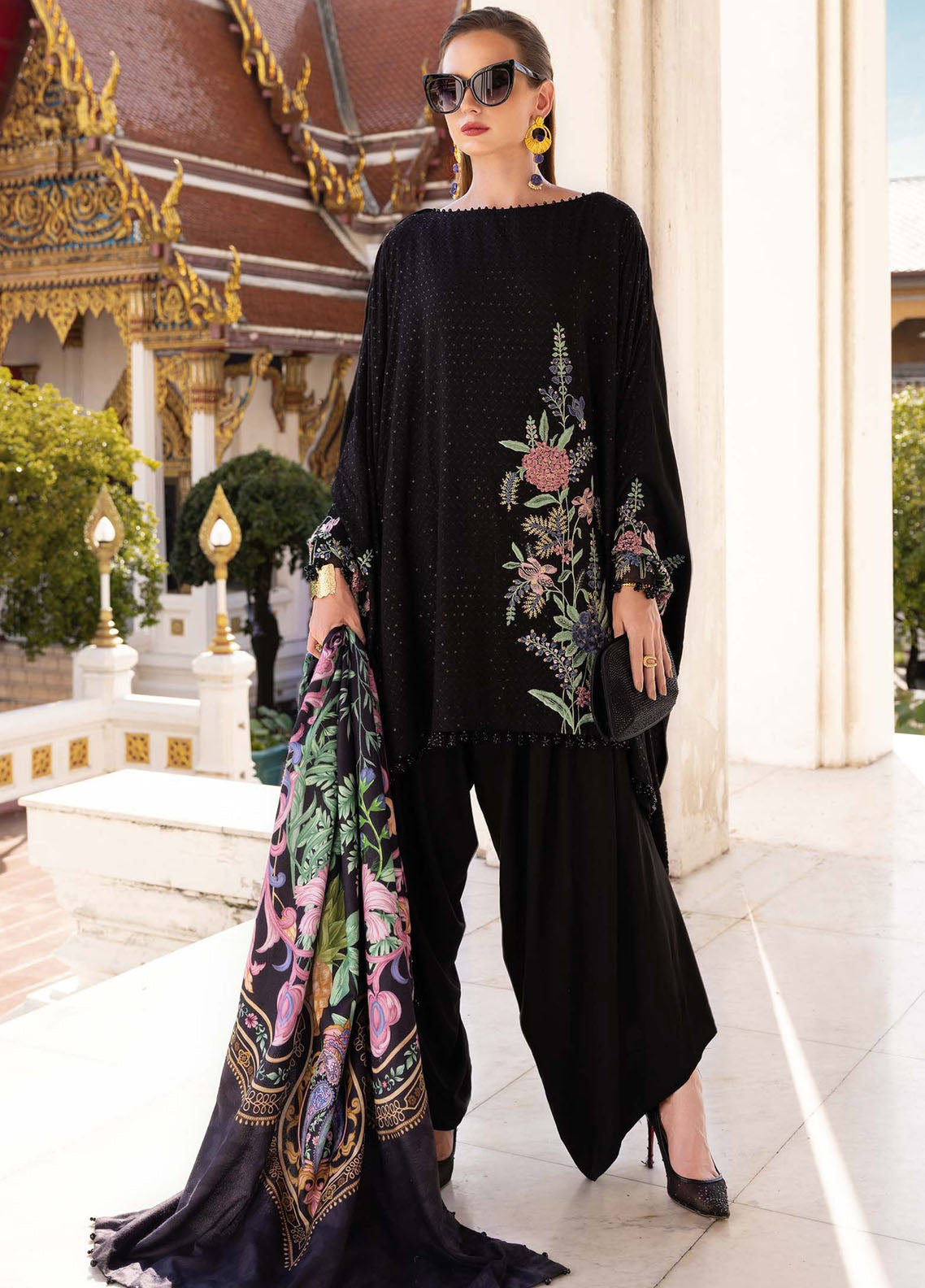 M Prints by Maria B Unstitched Twill Linen Embroidered Suits 3 Piece MB25PW D-2 B - Winter Collection