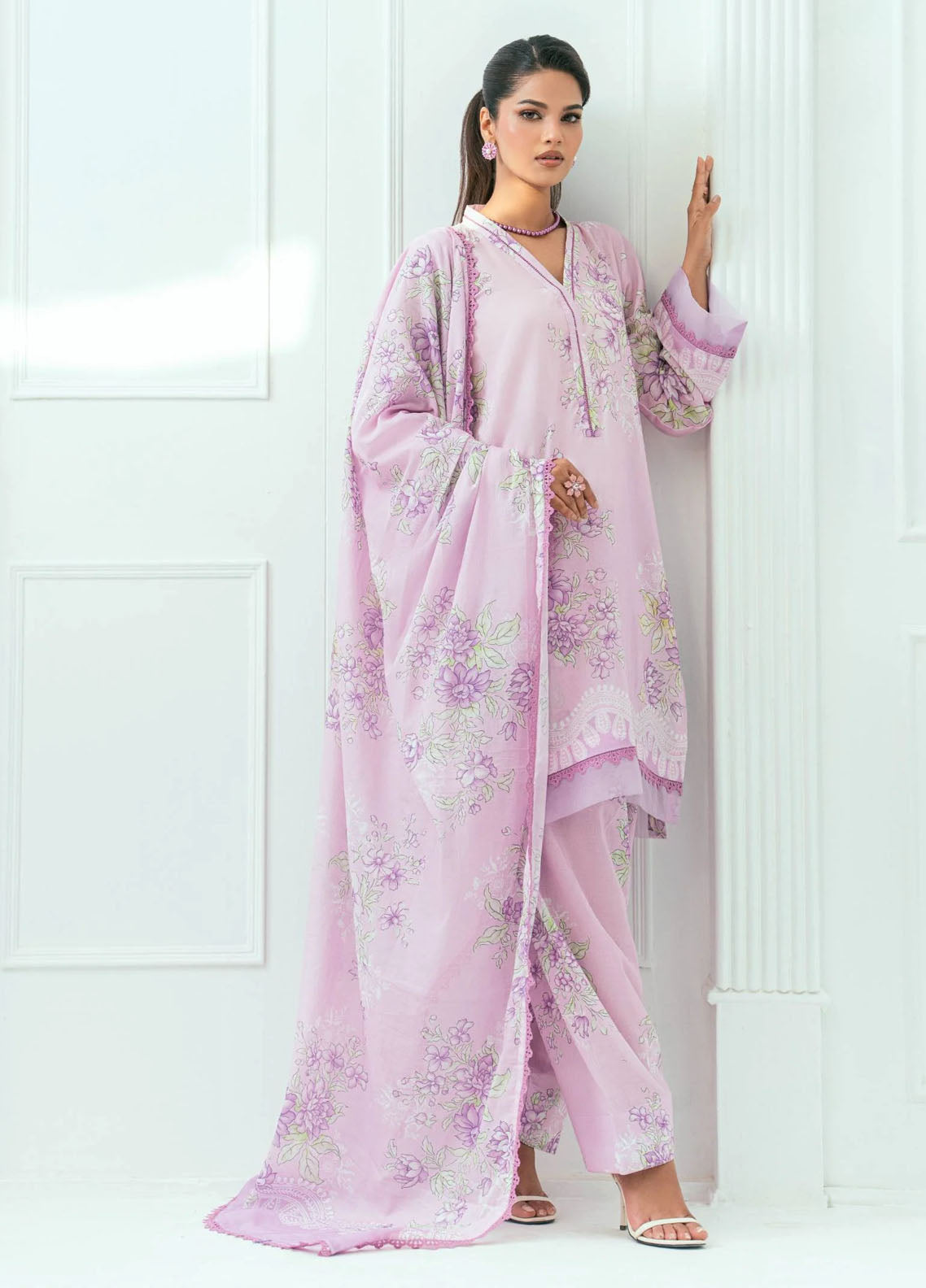 Amal Printed Lawn Suits Unstitched 3 Piece AL25AUS D-4
