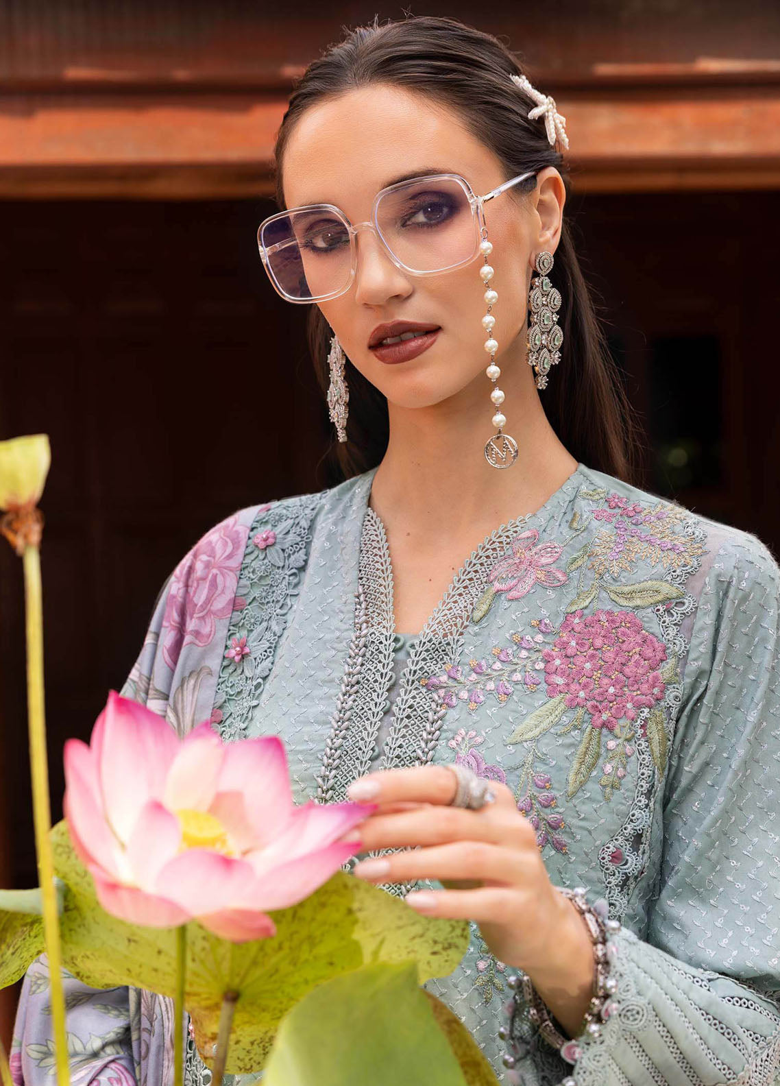 M Prints by Maria B Unstitched Twill Linen Embroidered Suits 3 Piece MB25PW D-2 A - Winter Collection