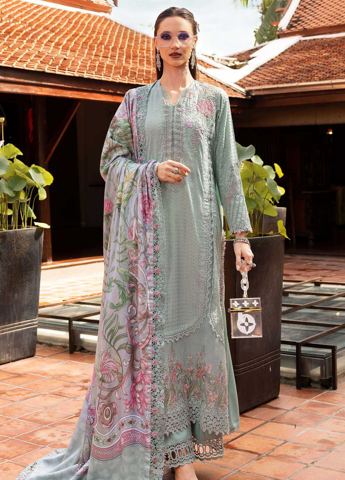 M Prints by Maria B Unstitched Twill Linen Embroidered Suits 3 Piece MB25PW D-2 A - Winter Collection