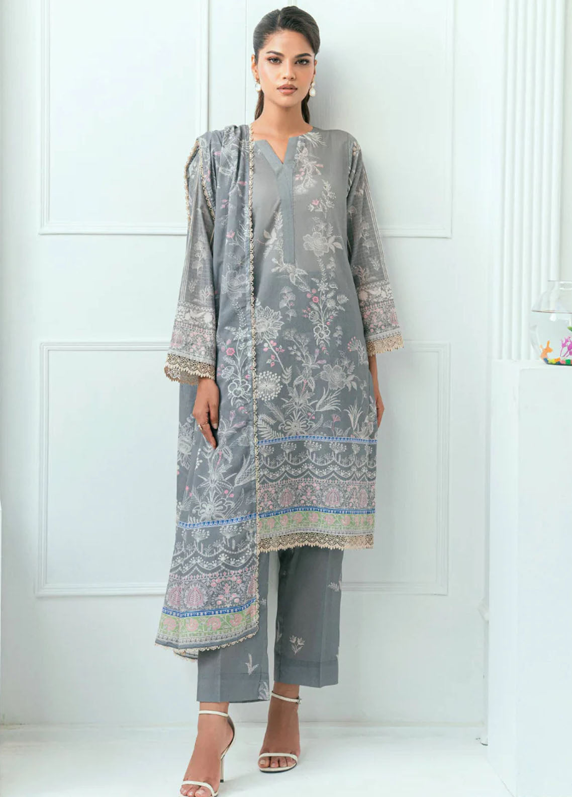 Amal Printed Lawn Suits Unstitched 3 Piece AL25AUS D-11