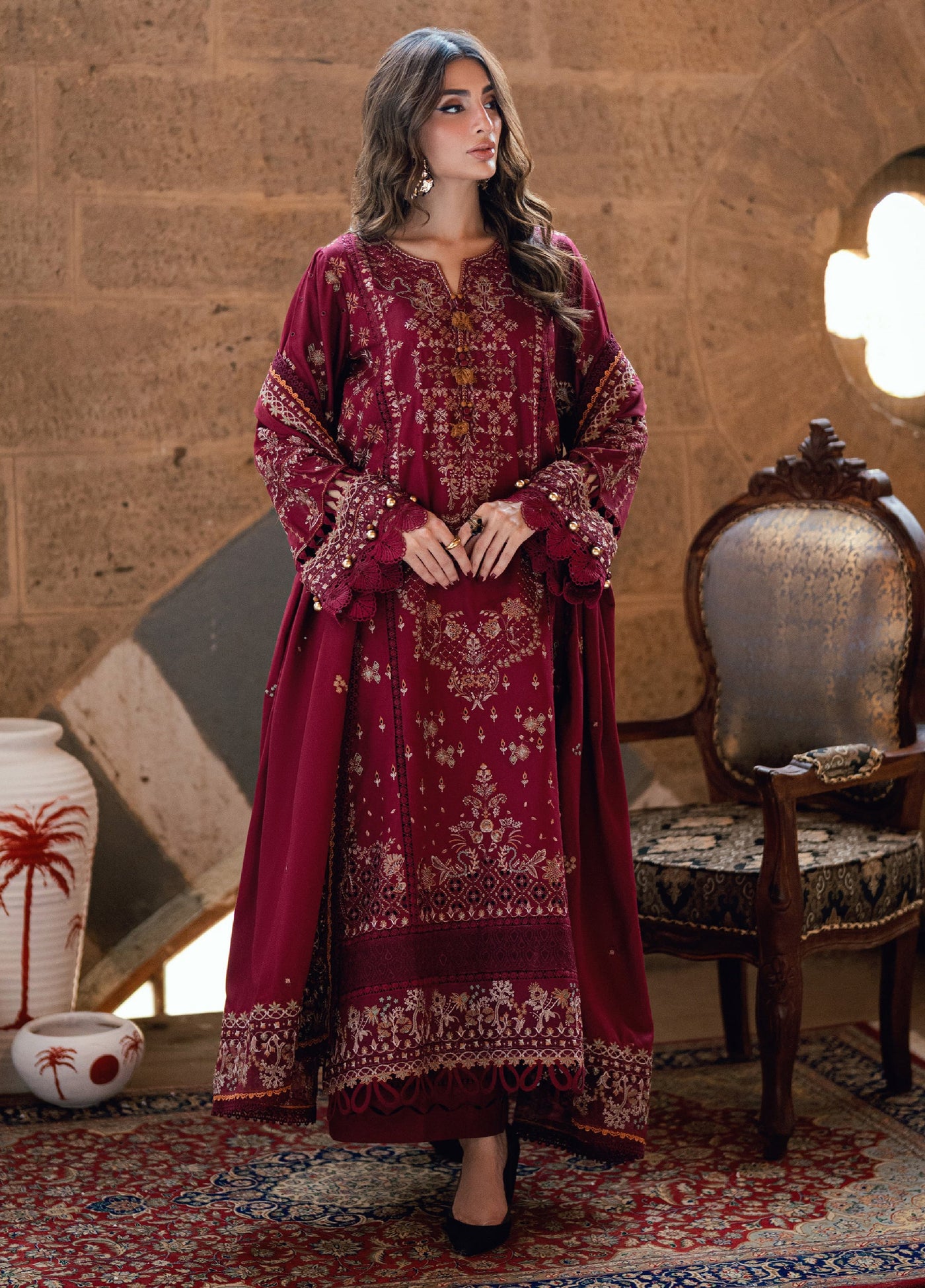 Zync by Florent One Nation Unstitched Khaddar Embroidered Suits 3 Piece FL25ON FL-1B - Casual Collection