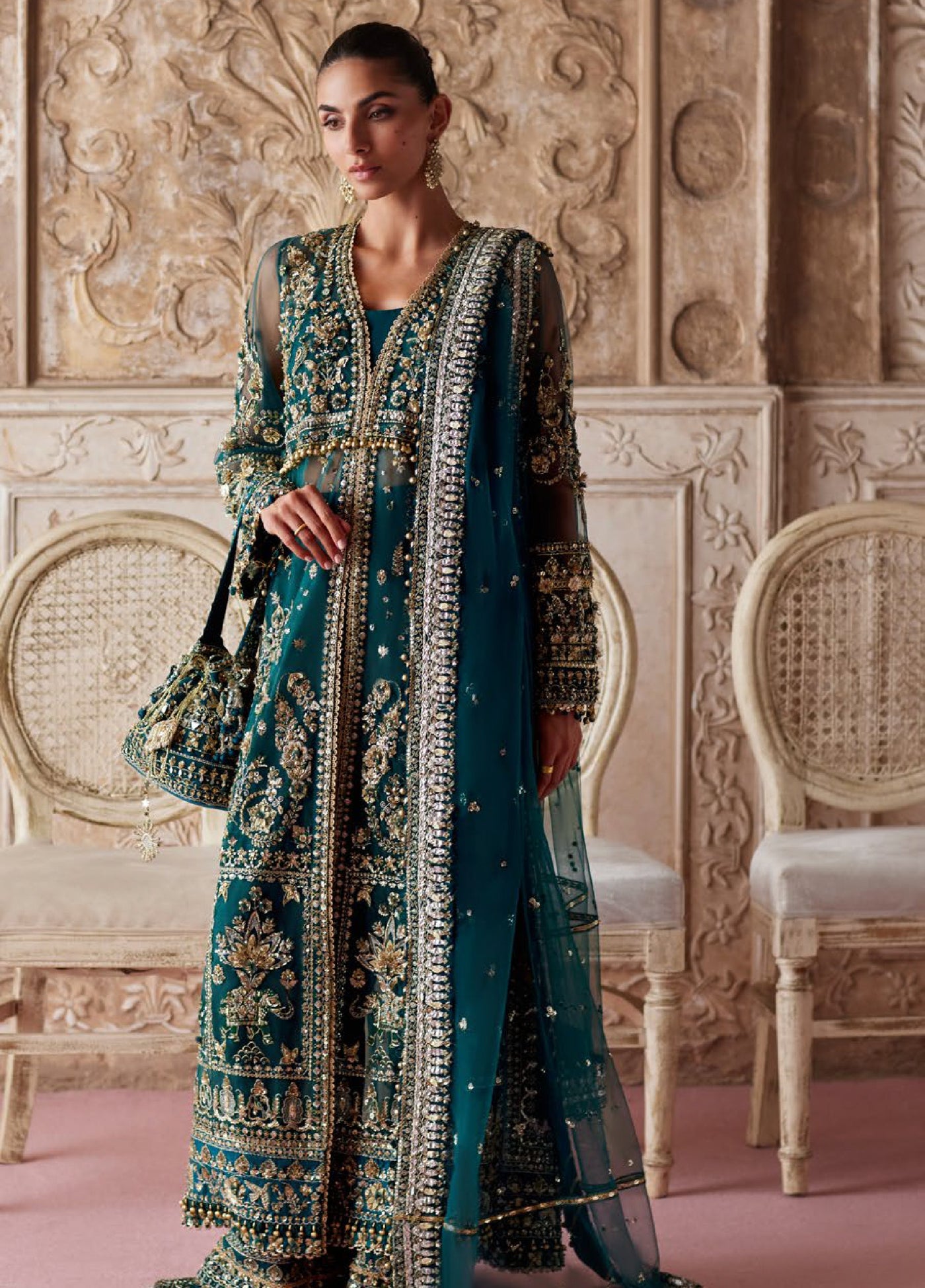 Zaha by Khadija Shah Gossamer Unstitched Embroidered Suits 3 Piece ZL25GF ZC25-05 - Festive Collection