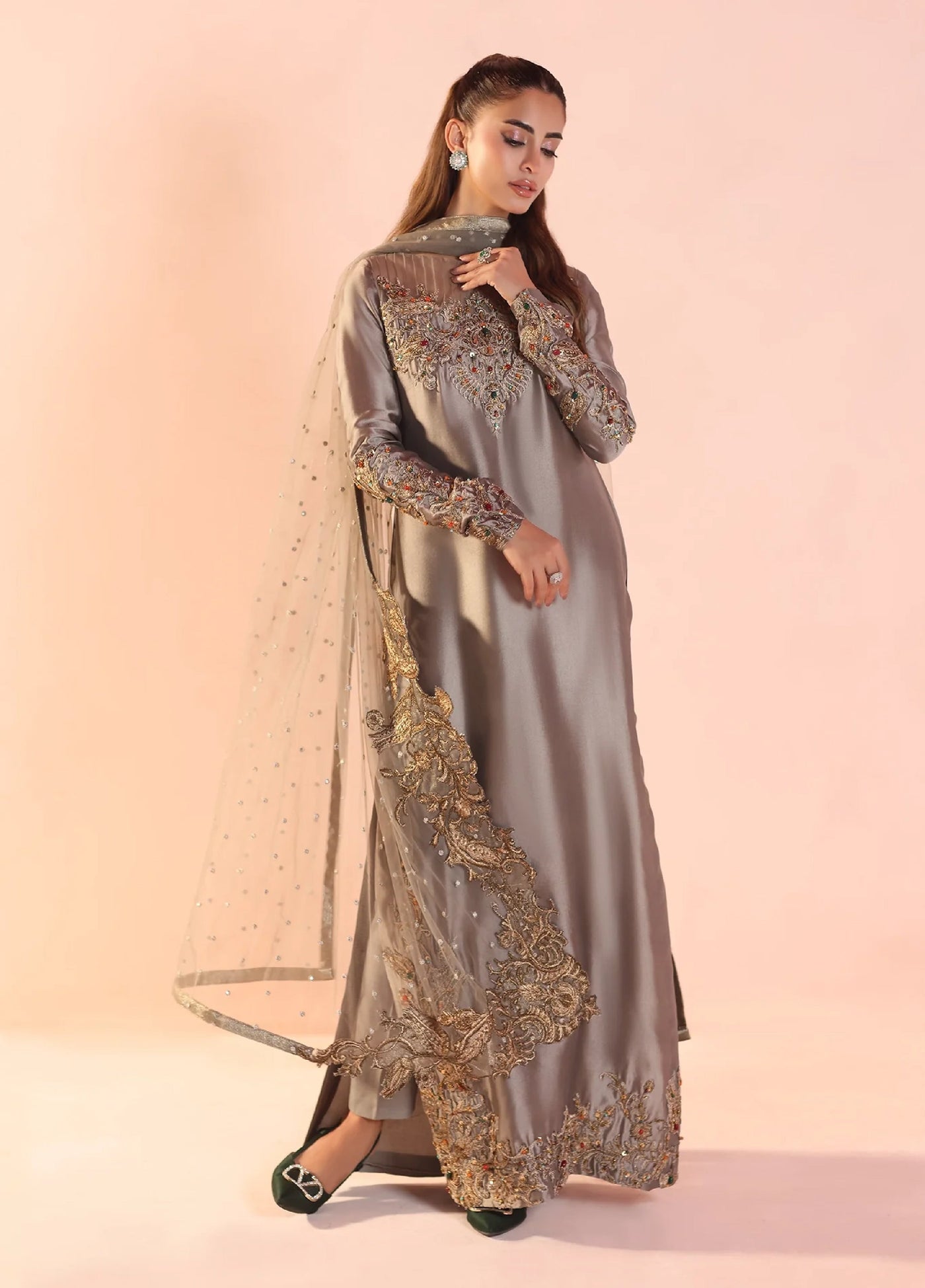 Eterna by Musferah Saad Pret Embroidered Tissue Silk 3 Piece Whispers of Opulence - Festive Collection