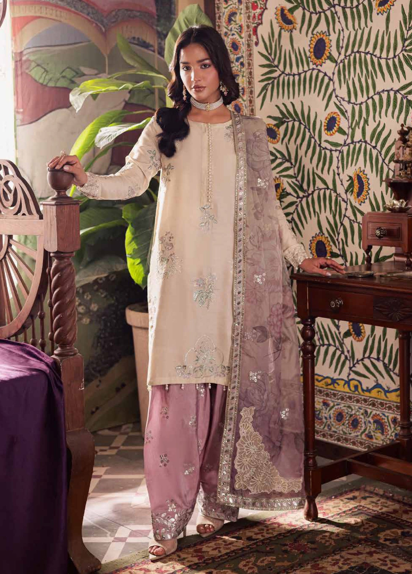 Nureh Nur Mahal The Silk Edit Unstitched Suits 3 Piece NU25NM NE-194 - Festive Collection