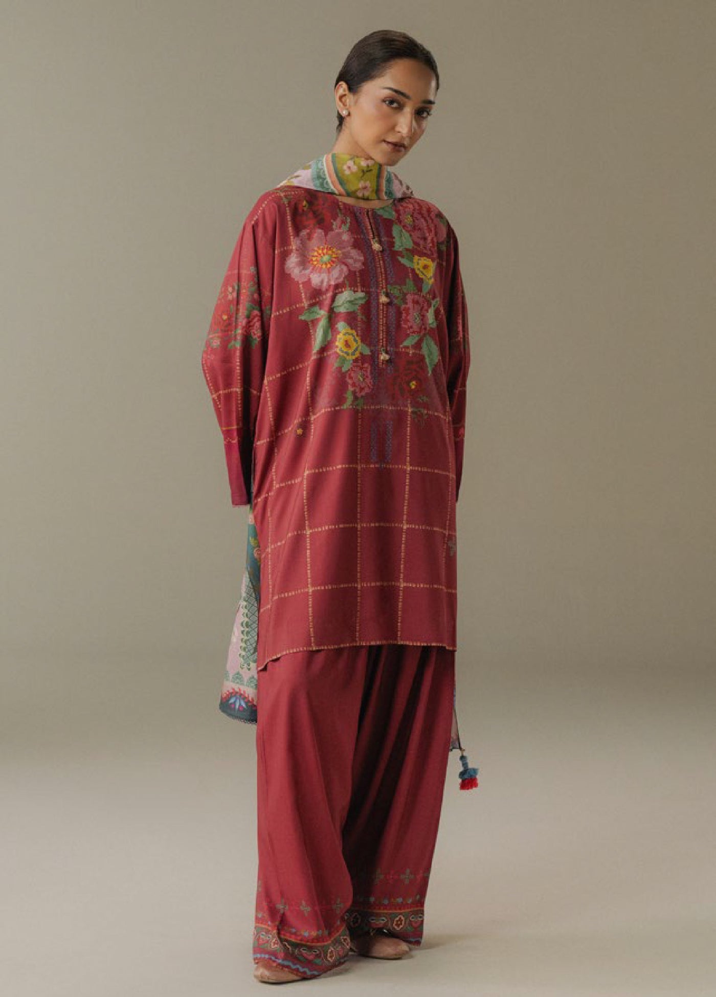 Coco by Zara Shahjahan Prints Unstitched Linen Suits 3 Piece CZS25PW Olive Hour D-5B - Winter Collection