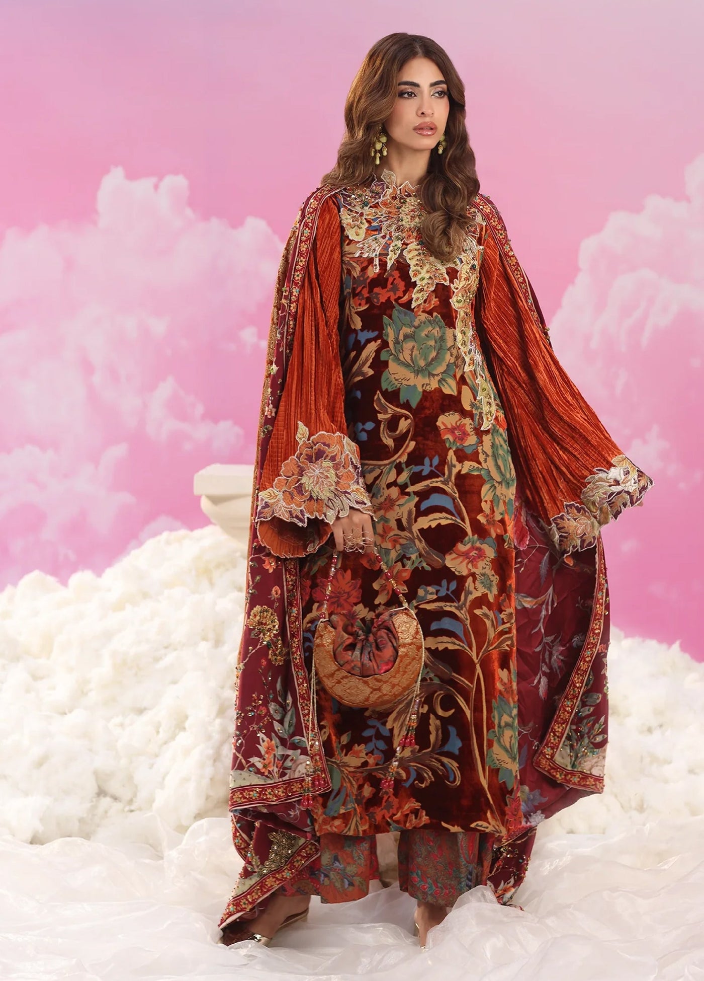 Mount Olypus by Musferah Saad Pret Embroidered Devore 2 Piece Eternal Flame - Pret Collection