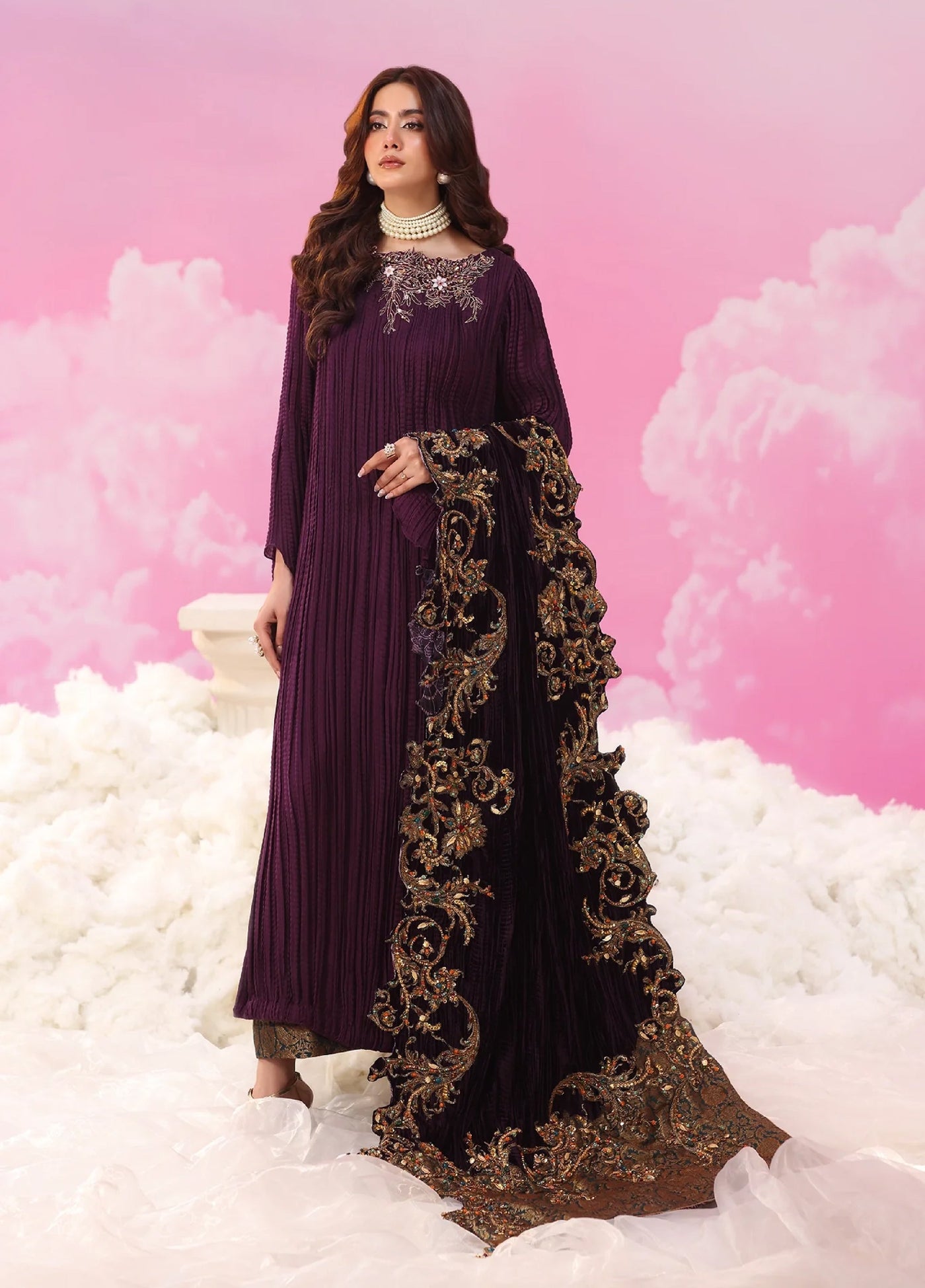 Mount Olypus by Musferah Saad Pret Embroidered Chiffon 2 Piece Amethyst Majesty - Pret Collection