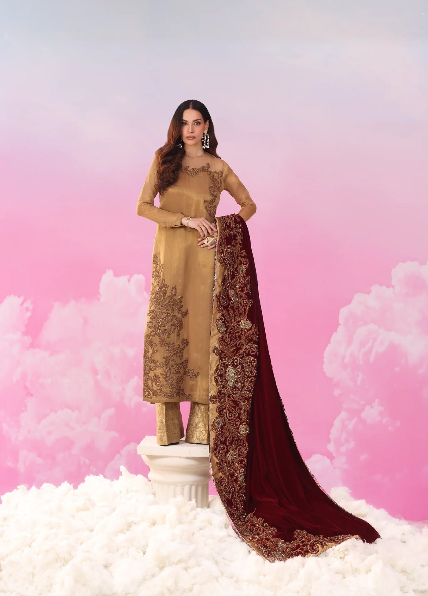 Mount Olypus by Musferah Saad Pret Embroidered Masoori 2 Piece Velour Aurelia - Pret Collection