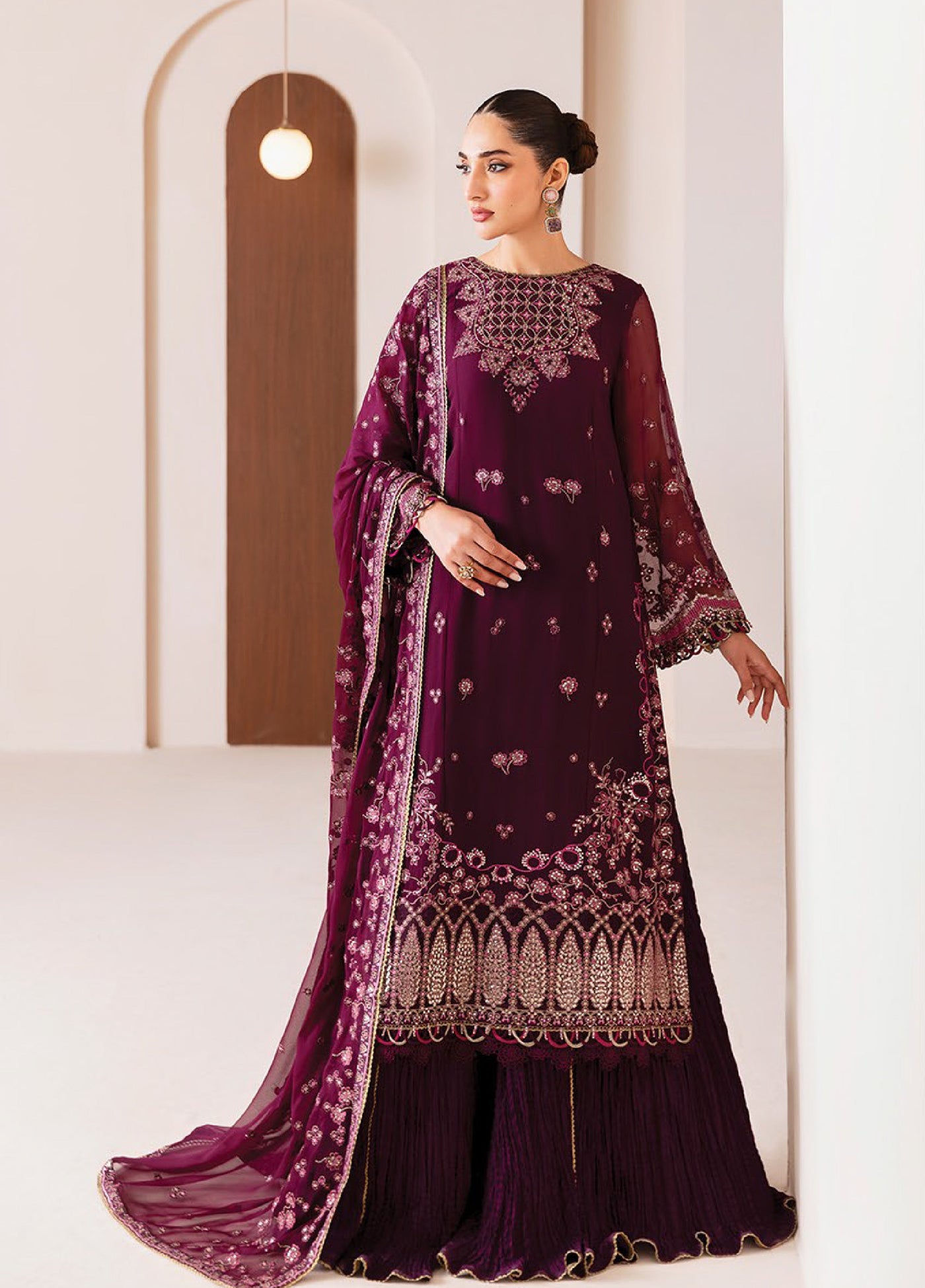 Xenia Formal Unstitched Luxury Embroidered Chiffon Suits 3 Piece XE25UF 05-Aroosh - Formals Collection