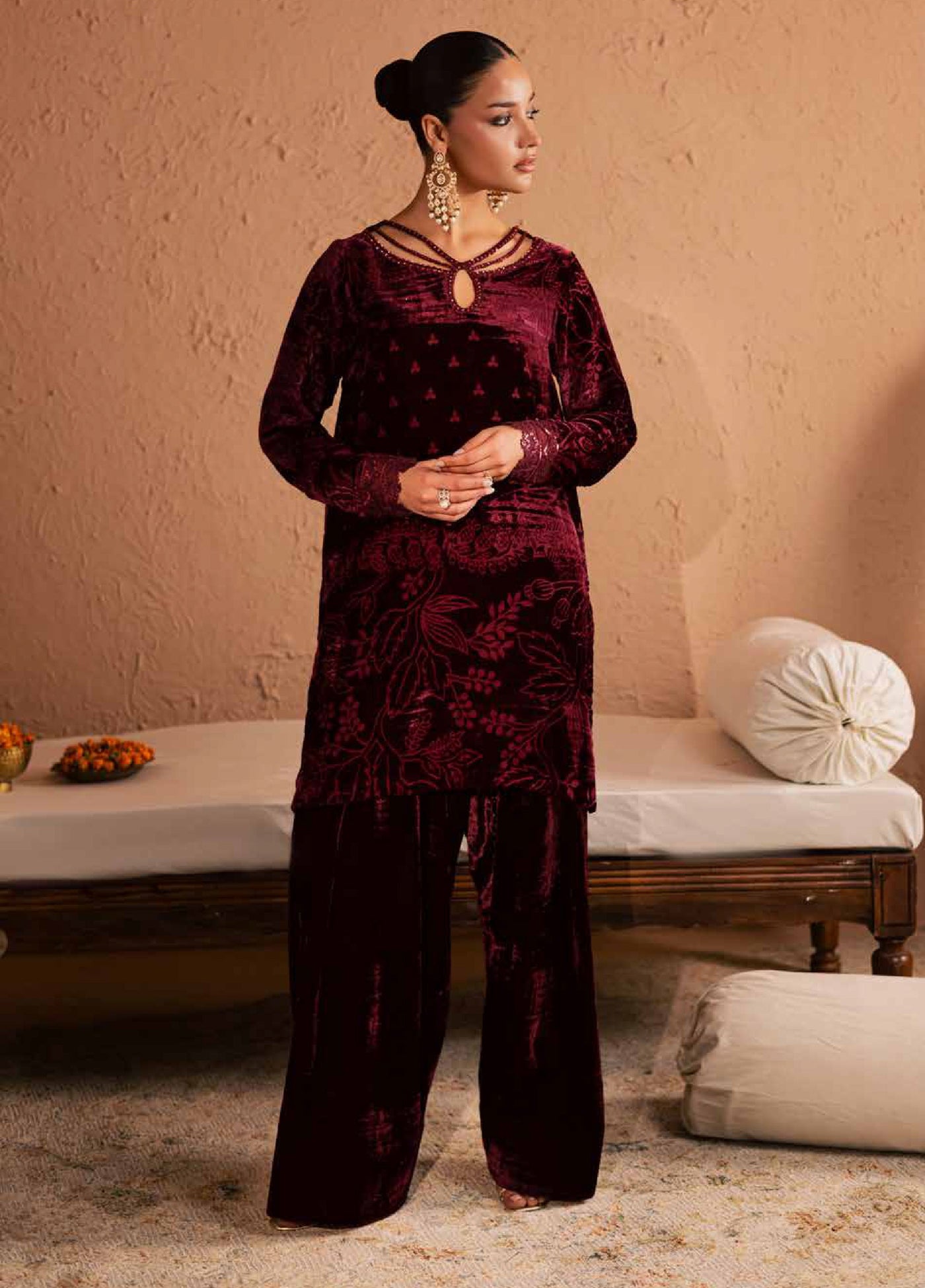 Ballerina by Nureh Unstitched Velvet Palachi Embroidered 3 Piece Suits NU25BV NU2-190 - Festive Collection