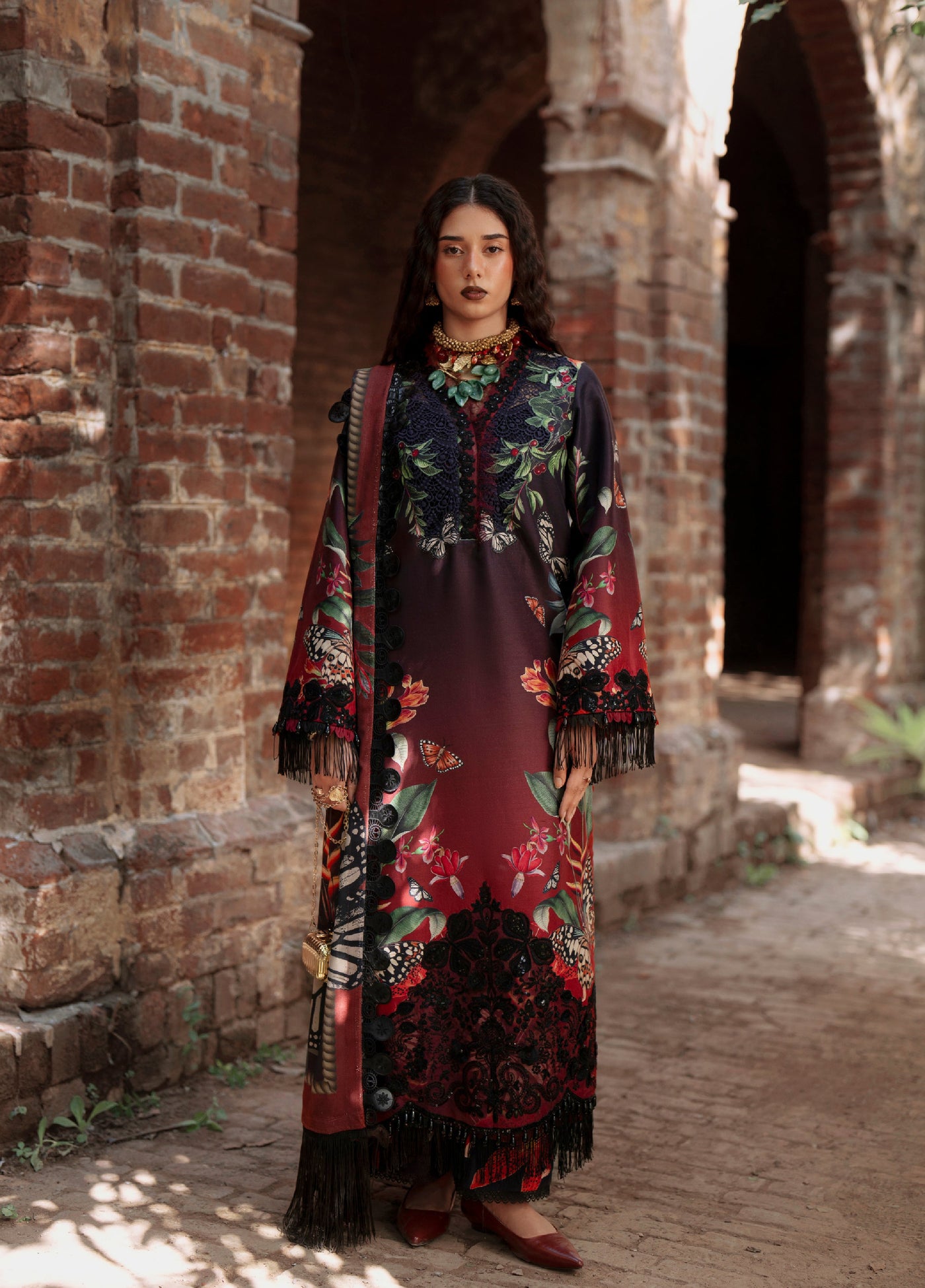 AJR Sard Shaam Embroidered Unstitched Khaddar Suits 3 Piece AJR25SS AJRW-06 AARAISH - Winter Collection