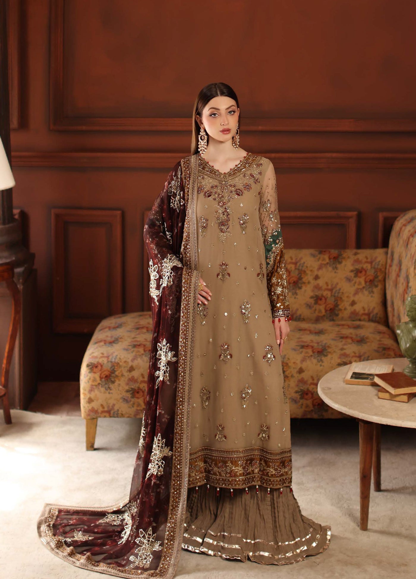 MaAlfaaz By Nureh Festive Unstitched Chiffon Embroidered 3 Piece Suits NU25AF NL-91 - Festive Collection