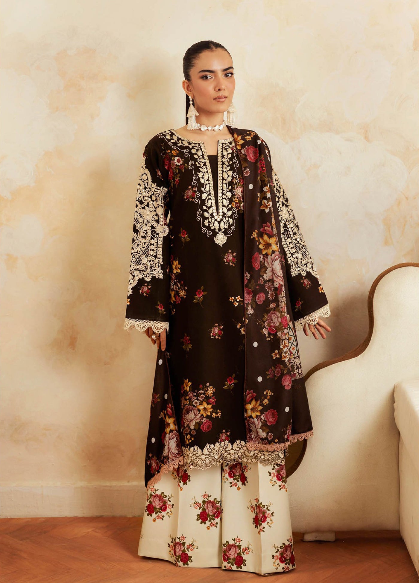 Nissa Floral Symphony by Rajbari Embroidered Marina Suits Unstitched 3 Piece RB25NM D-04 - Winter Collection