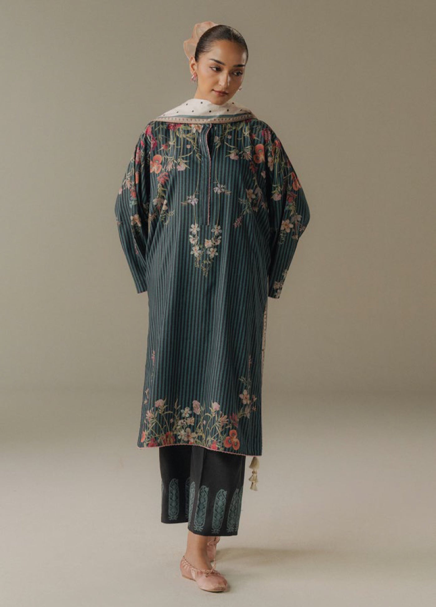 Coco by Zara Shahjahan Prints Unstitched Linen Suits 3 Piece CZS25PW Amber Days D-1B - Winter Collection