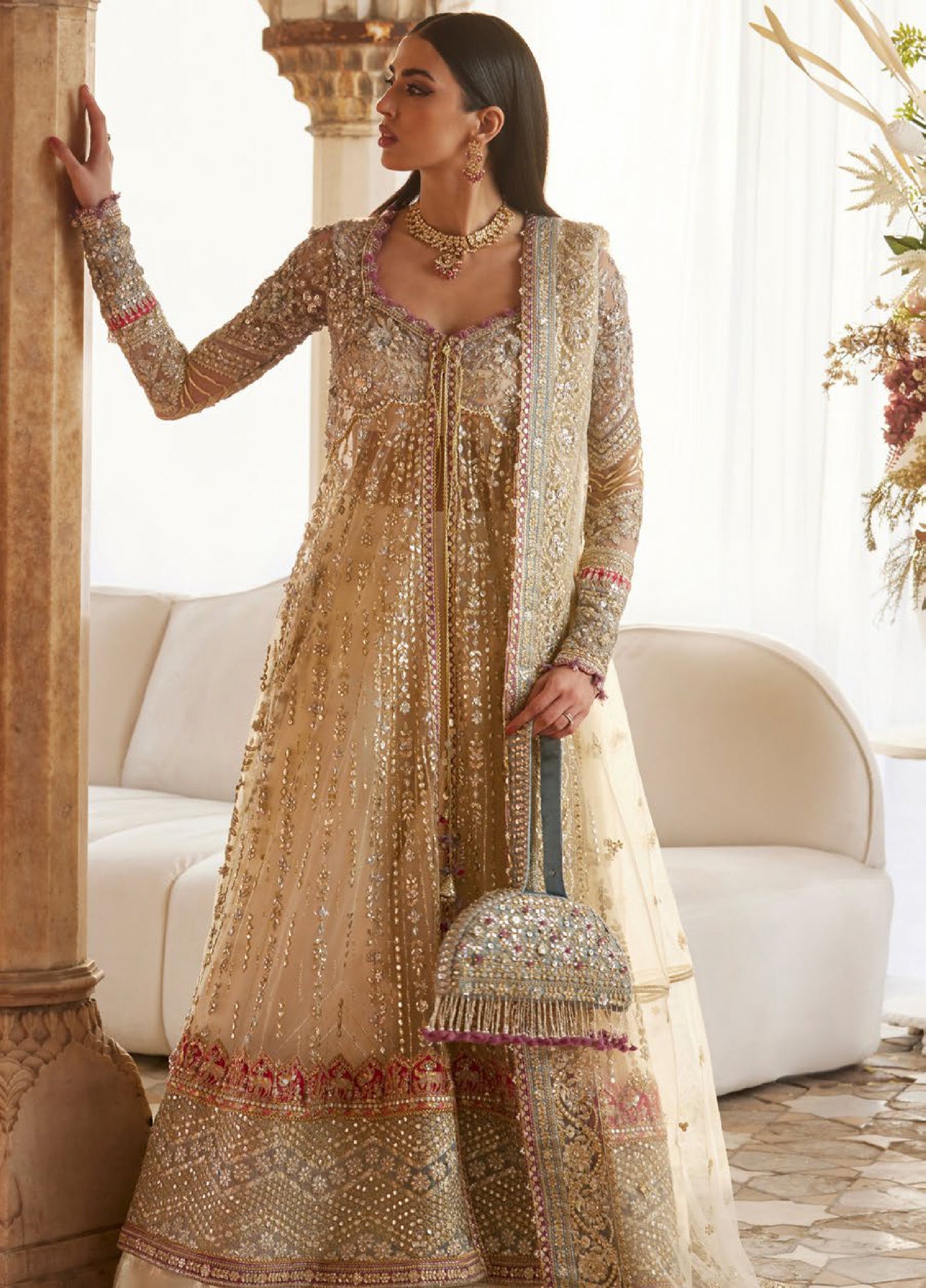 Zaha by Khadija Shah Gossamer Unstitched Embroidered Suits 3 Piece ZL25GF ZC25-06 - Festive Collection