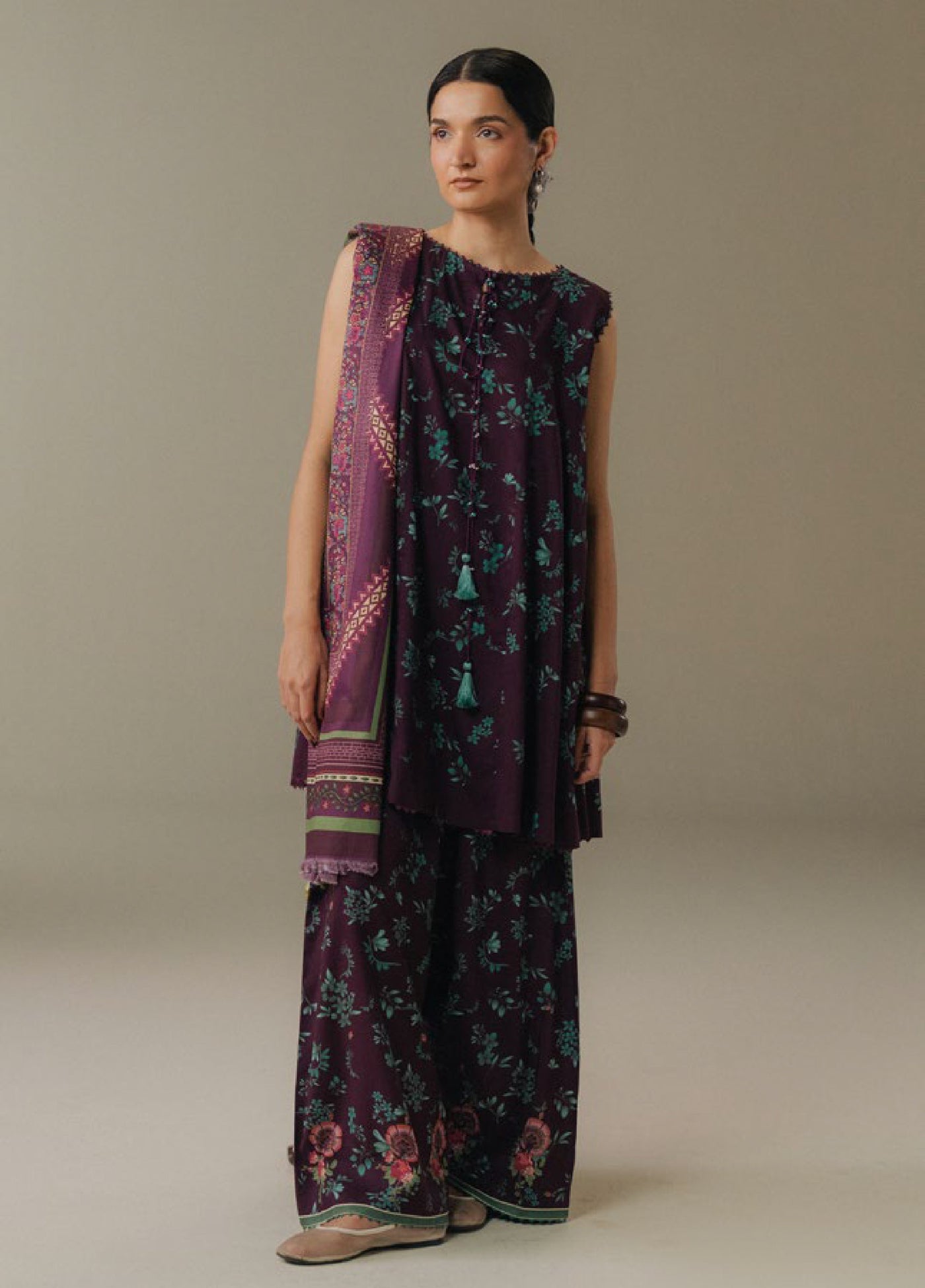 Coco by Zara Shahjahan Prints Unstitched Linen Suits 3 Piece CZS25PW Wild Fern D-2B - Winter Collection