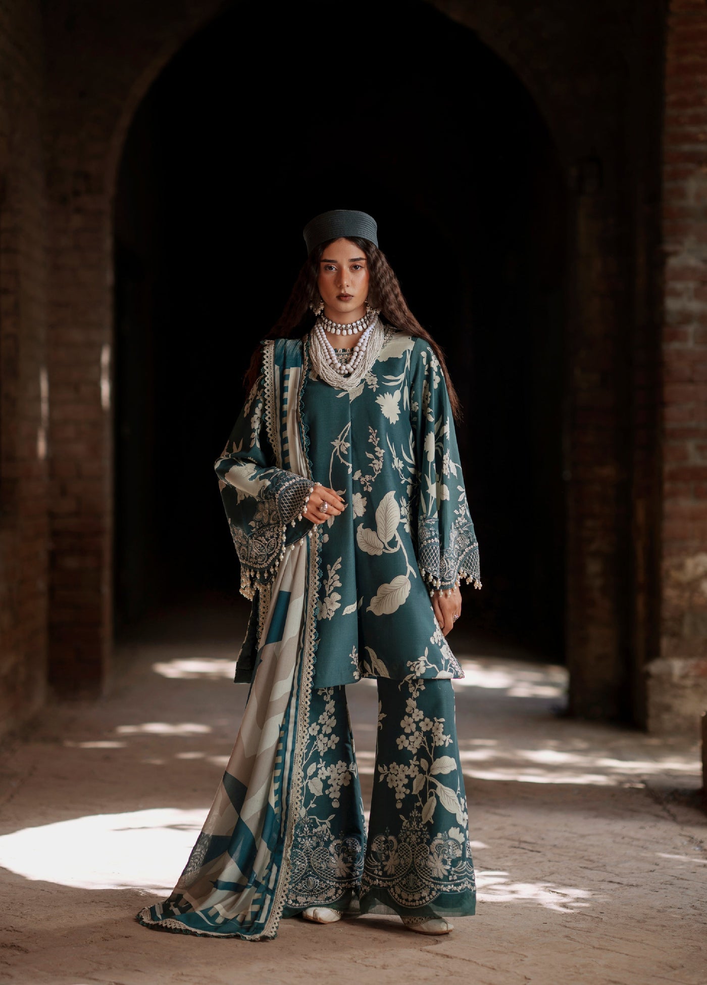 AJR Sard Shaam Embroidered Unstitched Linen Suits 3 Piece AJR25SS AJRW-09 KAYA - Winter Collection