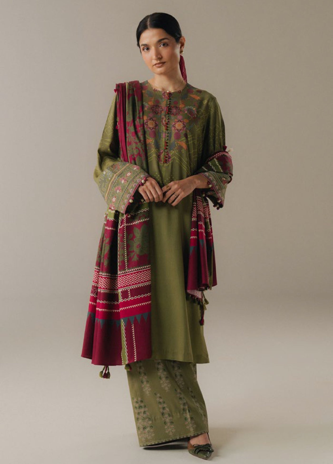 Coco by Zara Shahjahan Prints Unstitched Linen Suits 3 Piece CZS25PW Terracotta Sky D-9A - Winter Collection