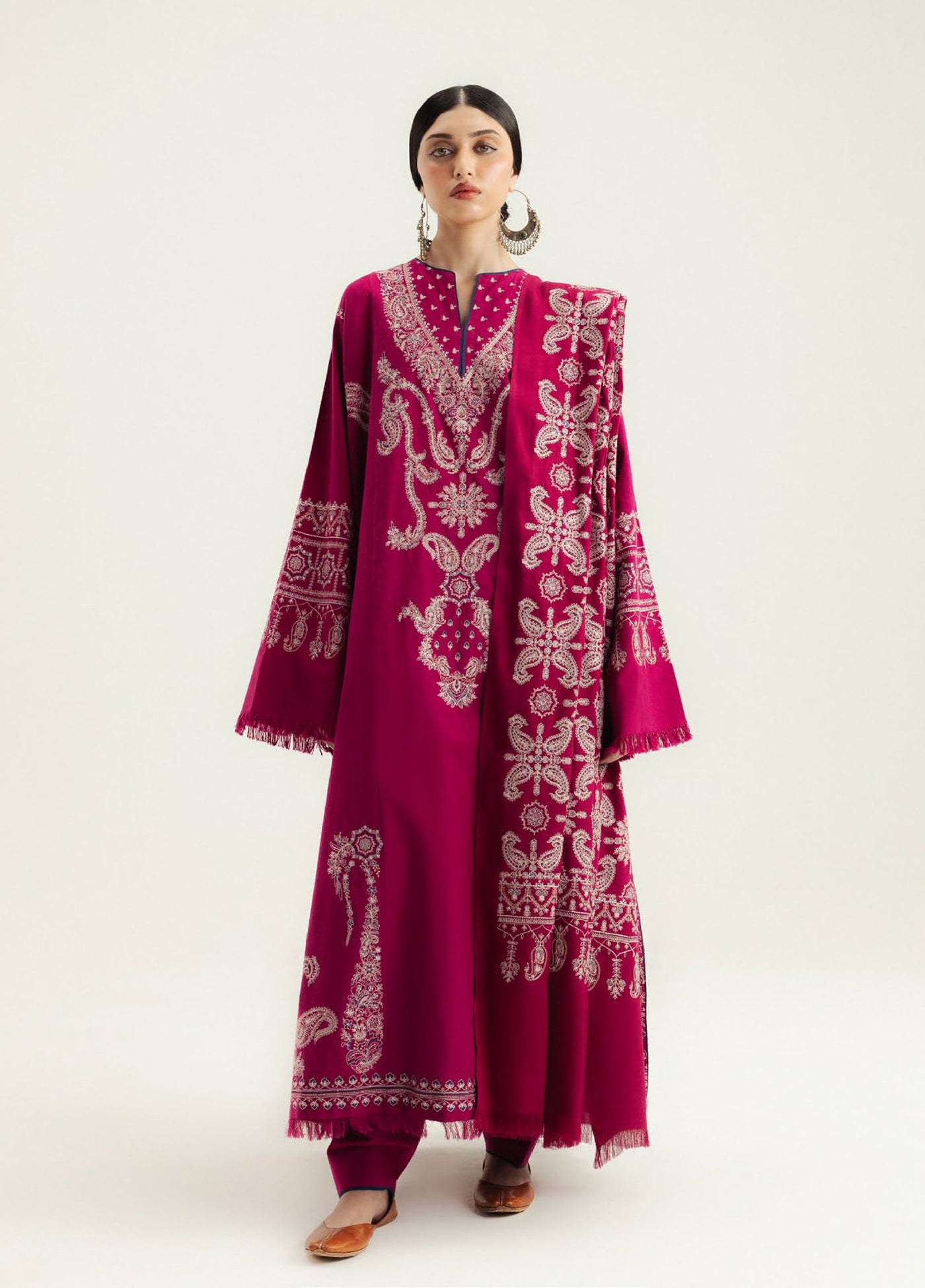 Zara Shahjahan Unstitched Casuals Karandi Embroidered Suits 3 Piece CZS25WC D6-Gulmeer - Casuals Collection