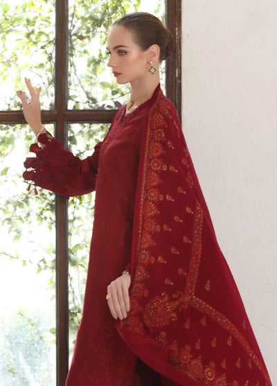 Noor by Saadia Asad Unstitched Linen Pashmina Shawl Embroidered Suits 3 Piece NSA25PW D5-Ember - Casual Collection