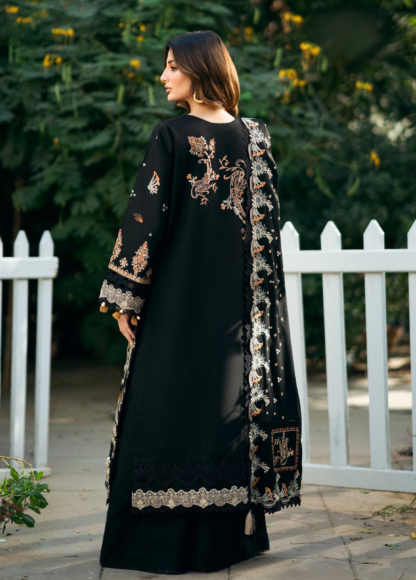 Florent Serenity Embroidered Woolen Shawls Unstitched Marina Twill Suits 3 Piece FL25WS FL-2A - Winter Collection