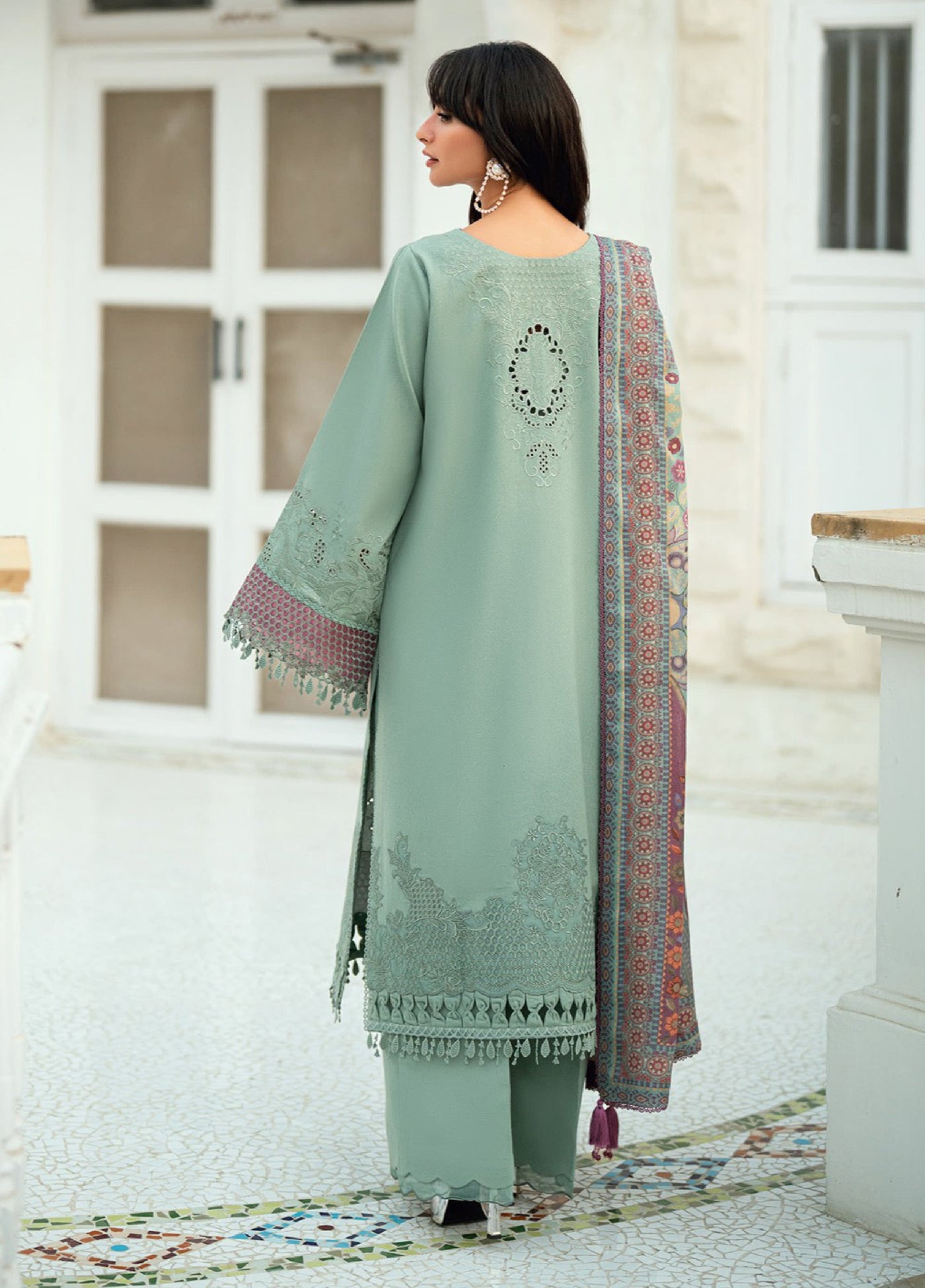 Florent Serenity Embroidered Woolen Shawls Unstitched Karandi Suits 3 Piece FL25WS FL-8A - Winter Collection