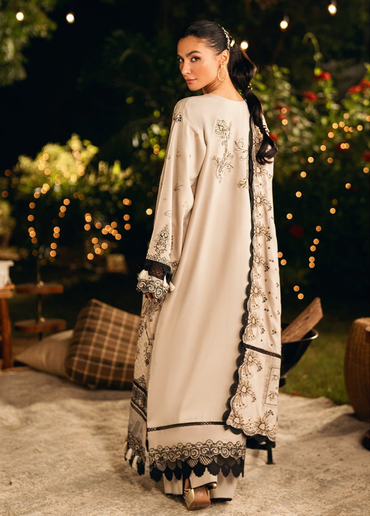 Florent Serenity Embroidered Woolen Shawls Unstitched Dobby Suits 3 Piece FL25WS FL-2B - Winter Collection