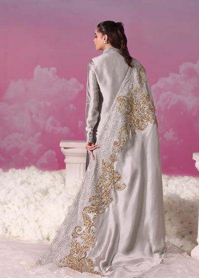 Mount Olypus by Musferah Saad Pret Embroidered Tissue Silk 2 Piece Lunar Mist - Pret Collection