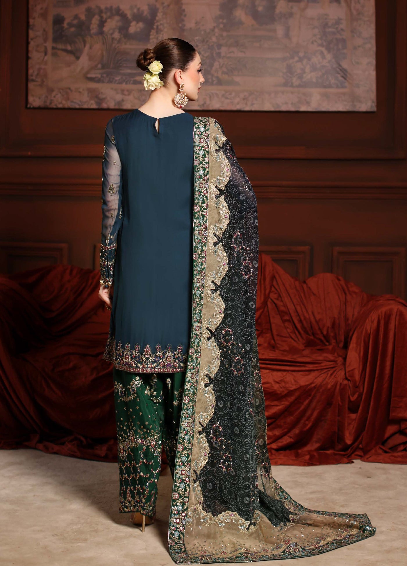 MaAlfaaz By Nureh Festive Unstitched Chiffon Embroidered 3 Piece Suits NU25AF NL-88 - Festive Collection