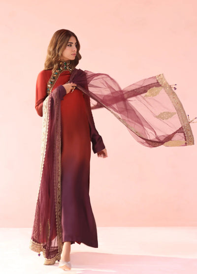 Eterna by Musferah Saad Pret Embroidered Tissue Silk 3 Piece Sunset Ombre - Festive Collection
