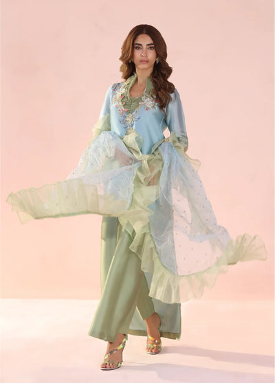 Eterna by Musferah Saad Pret Embroidered Tissue Silk 3 Piece Pastel Mirage - Festive Collection