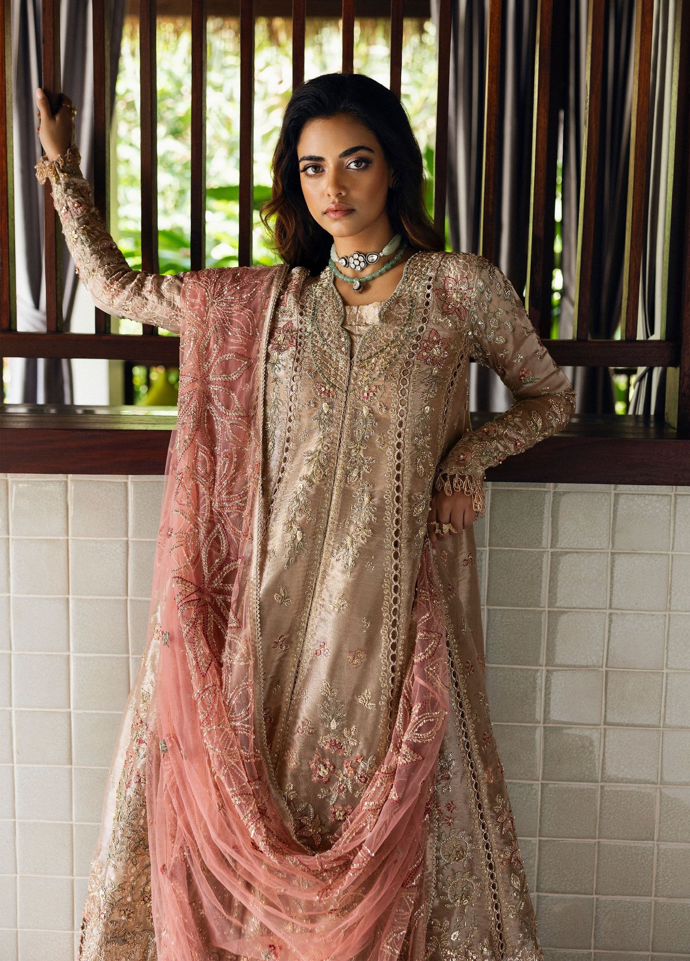 Saira Rizwan Unstitched Tissue Embroidered Suits 3 Piece SR25UF SRF25-03 Rohana - Formal Collection