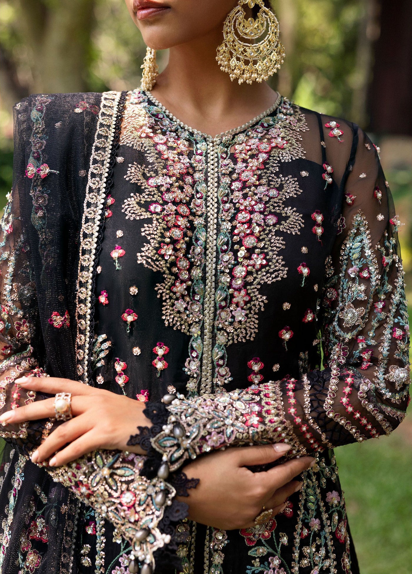 Saira Rizwan Unstitched Organza Embroidered Suits 3 Piece SR25UF SRF25-02 Avina - Formal Collection