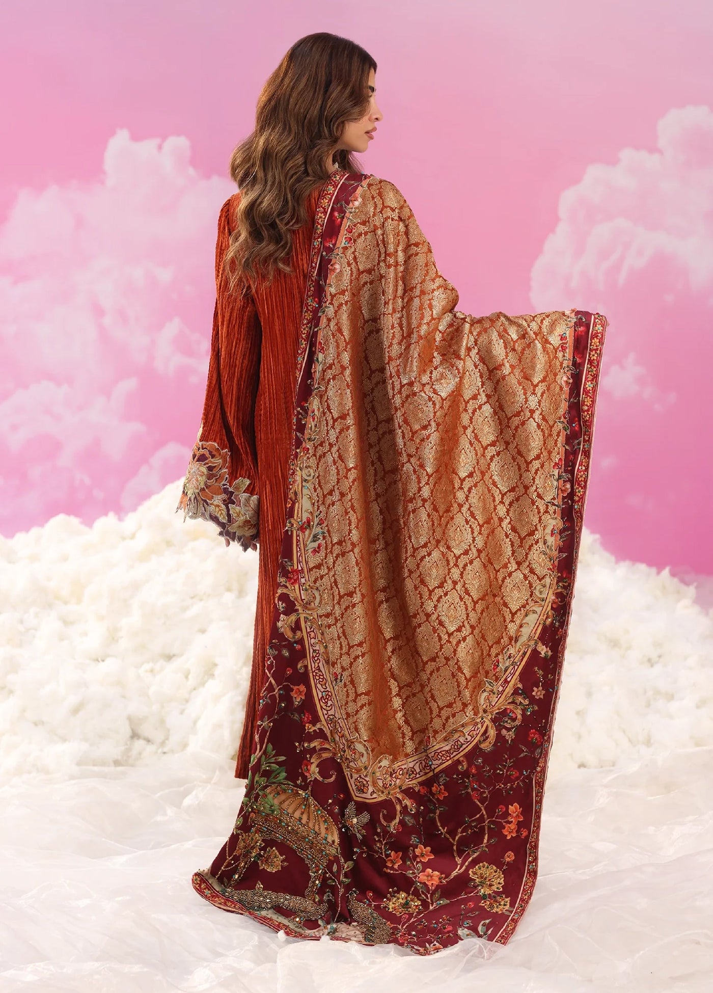 Mount Olypus by Musferah Saad Pret Embroidered Devore 2 Piece Eternal Flame - Pret Collection