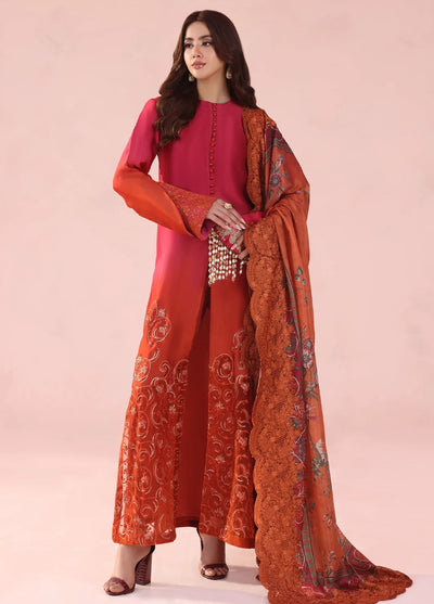 Eterna by Musferah Saad Pret Embroidered Tissue Silk 3 Piece Fiery Bloom - Festive Collection