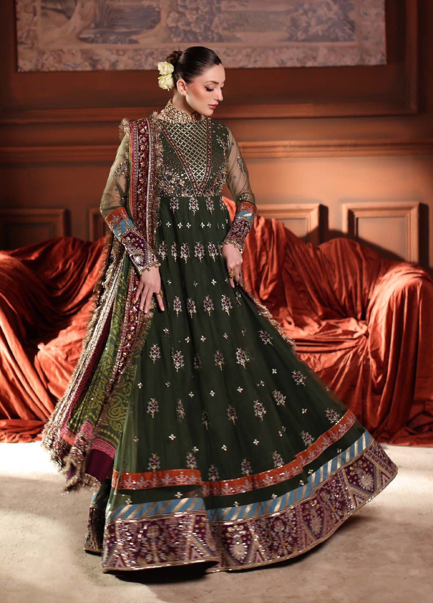 MaAlfaaz By Nureh Festive Unstitched Chiffon Embroidered 3 Piece Suits NU25AF NL-89 - Festive Collection