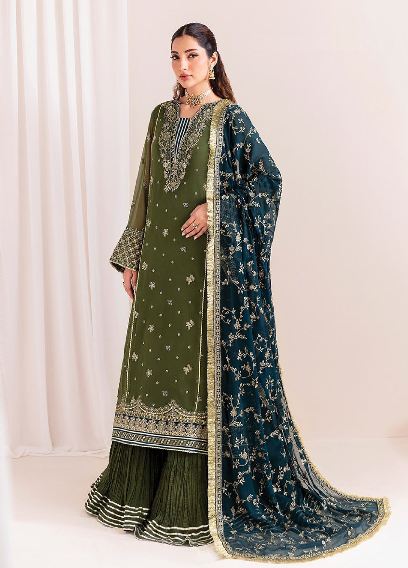 Xenia Formal Unstitched Luxury Embroidered Chiffon Suits 3 Piece XE25UF 03-Маhvash - Formals Collection