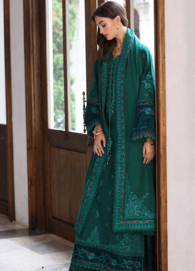 Noor by Saadia Asad Unstitched Khaddar Pashmina Shawl Embroidered Suits 3 Piece NSA25PW D2-Emerald Reverie - Casual Collection