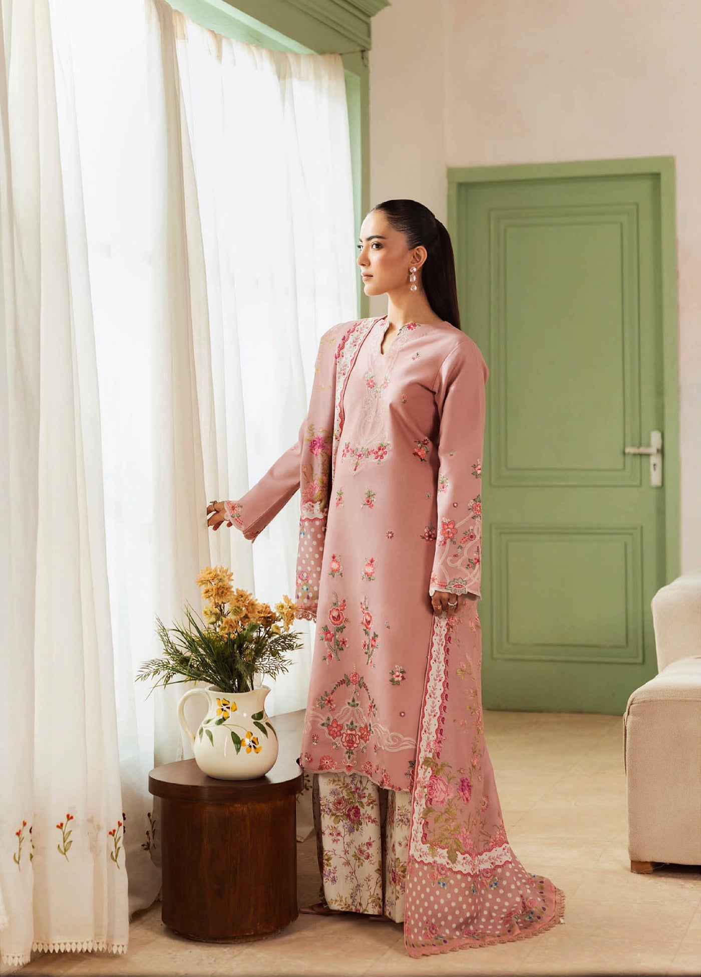 Nissa Floral Symphony by Rajbari Embroidered Marina Suits Unstitched 3 Piece RB25NM D-08 - Winter Collection