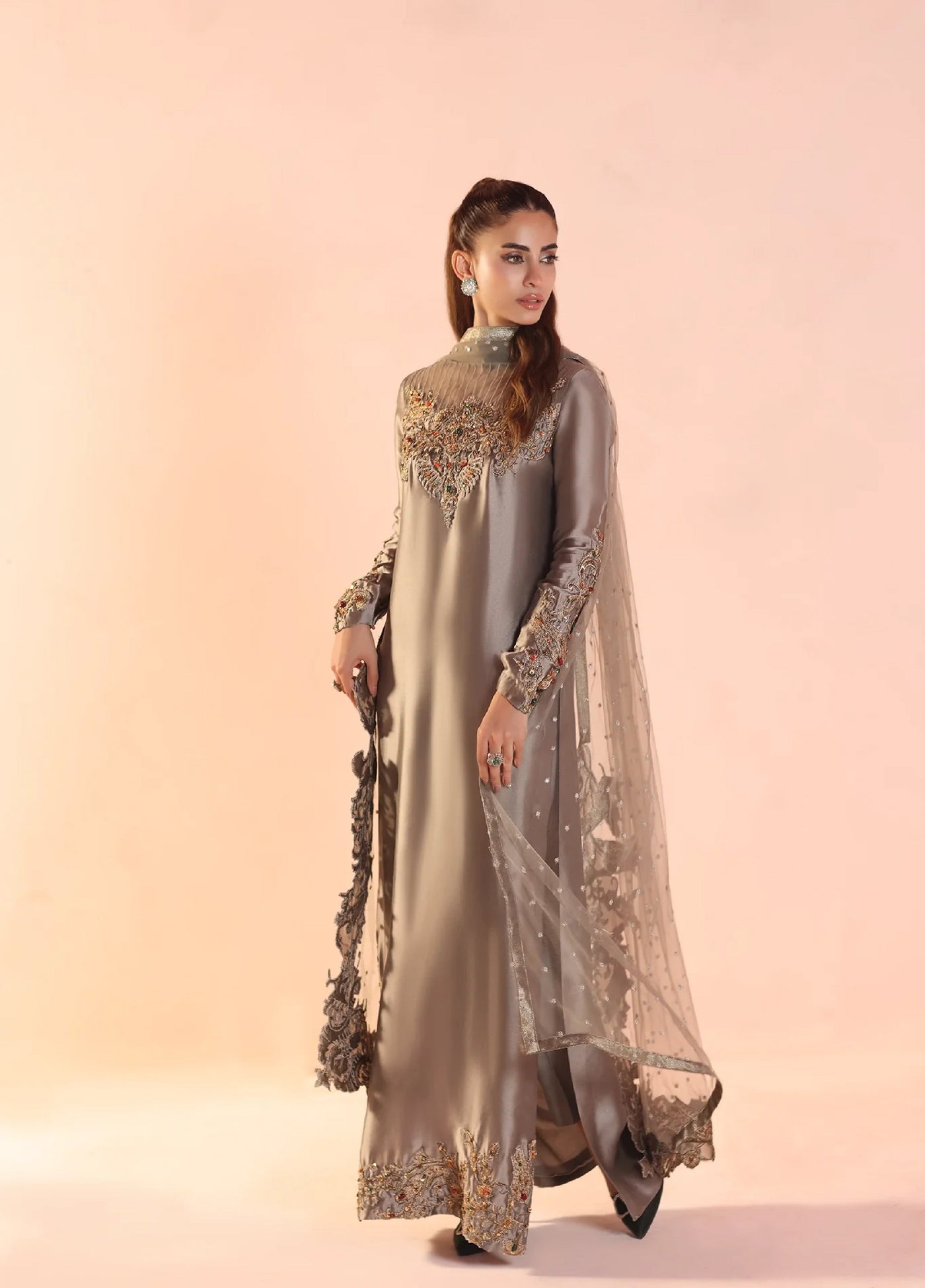 Eterna by Musferah Saad Pret Embroidered Tissue Silk 3 Piece Whispers of Opulence - Festive Collection
