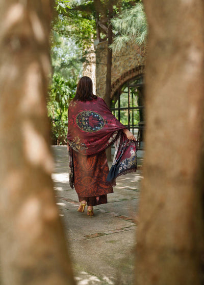 Meraki by Asifa And Nabeel Unstitched Viscose Embroidered Suits 3 Piece AN25MW ANM-10-Crimson Chill - Casual Collection