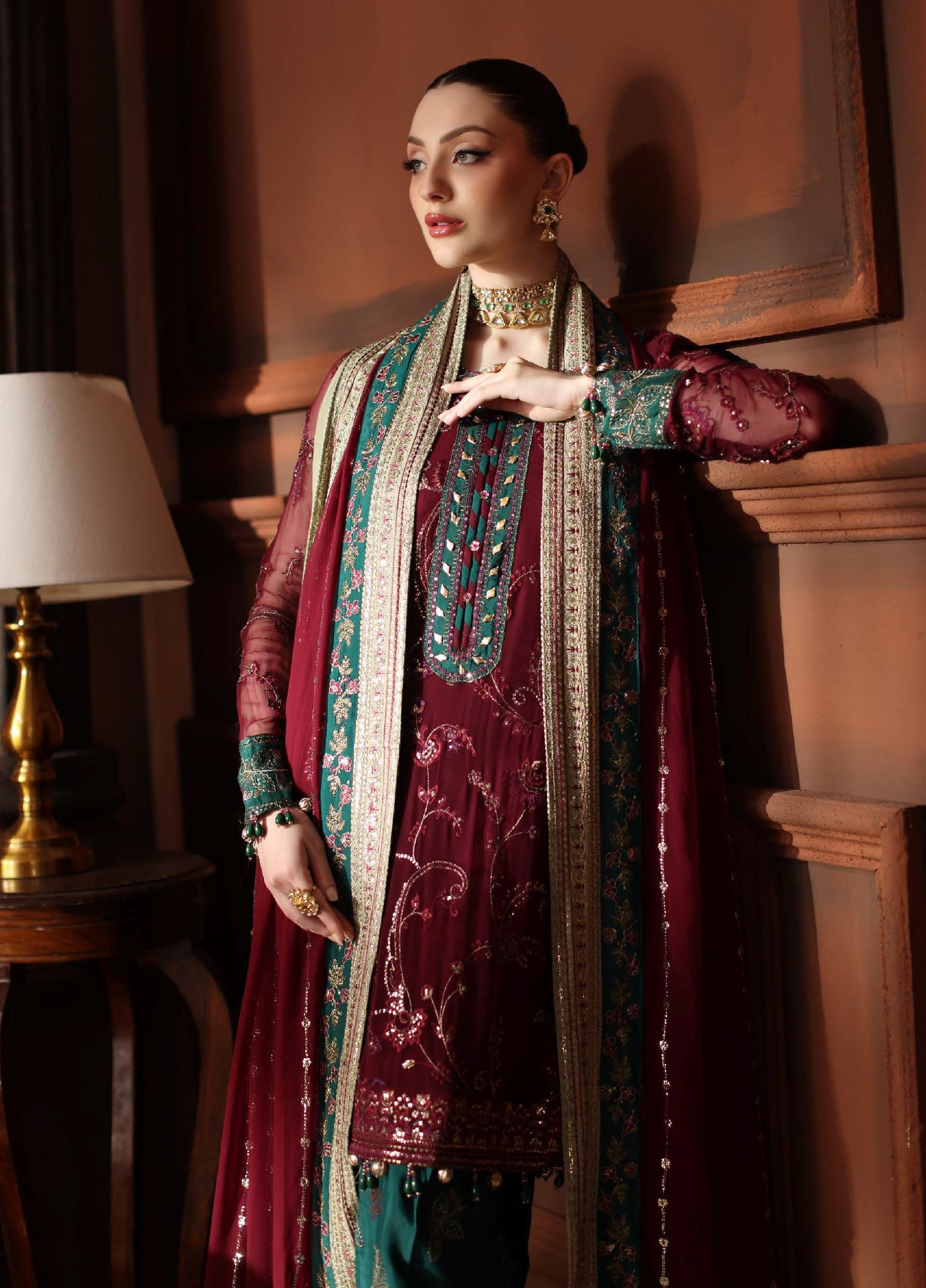 MaAlfaaz By Nureh Festive Unstitched Chiffon Embroidered 3 Piece Suits NU25AF NL-90 - Festive Collection