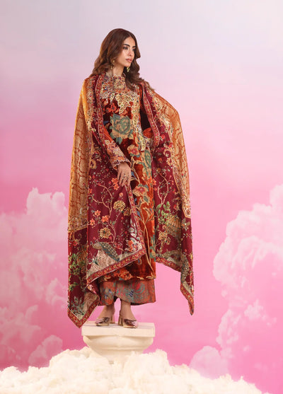 Mount Olypus by Musferah Saad Pret Embroidered Devore 2 Piece Eternal Flame - Pret Collection