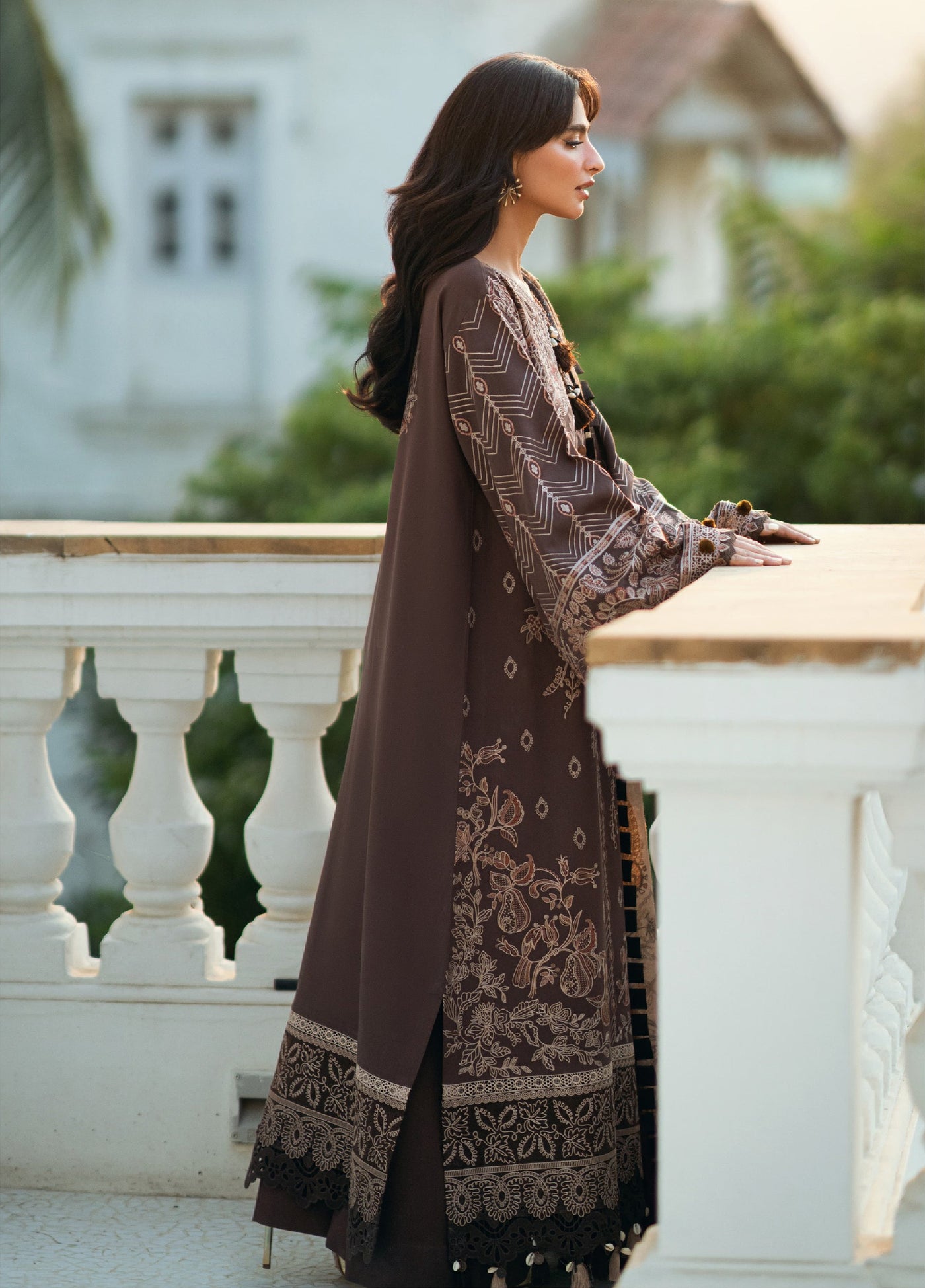 Florent Serenity Embroidered Woolen Shawls Unstitched Marina Twill Suits 3 Piece FL25WS FL-3B - Winter Collection