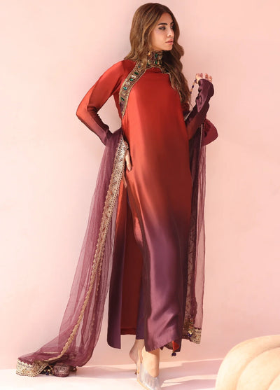 Eterna by Musferah Saad Pret Embroidered Tissue Silk 3 Piece Sunset Ombre - Festive Collection