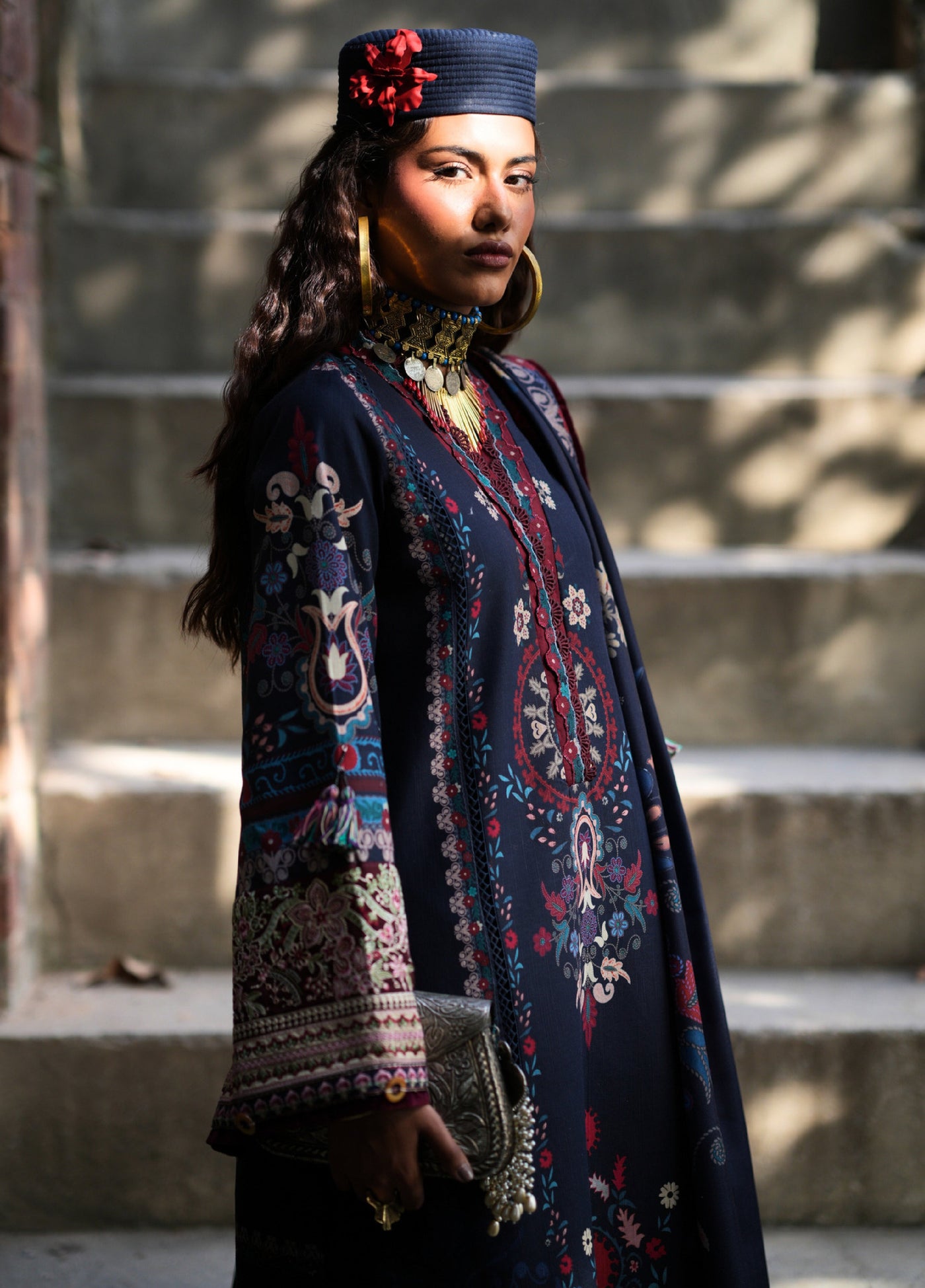 AJR Sard Shaam Embroidered Unstitched Khaddar Suits 3 Piece AJR25SS AJRW-05 NILOFER - Winter Collection